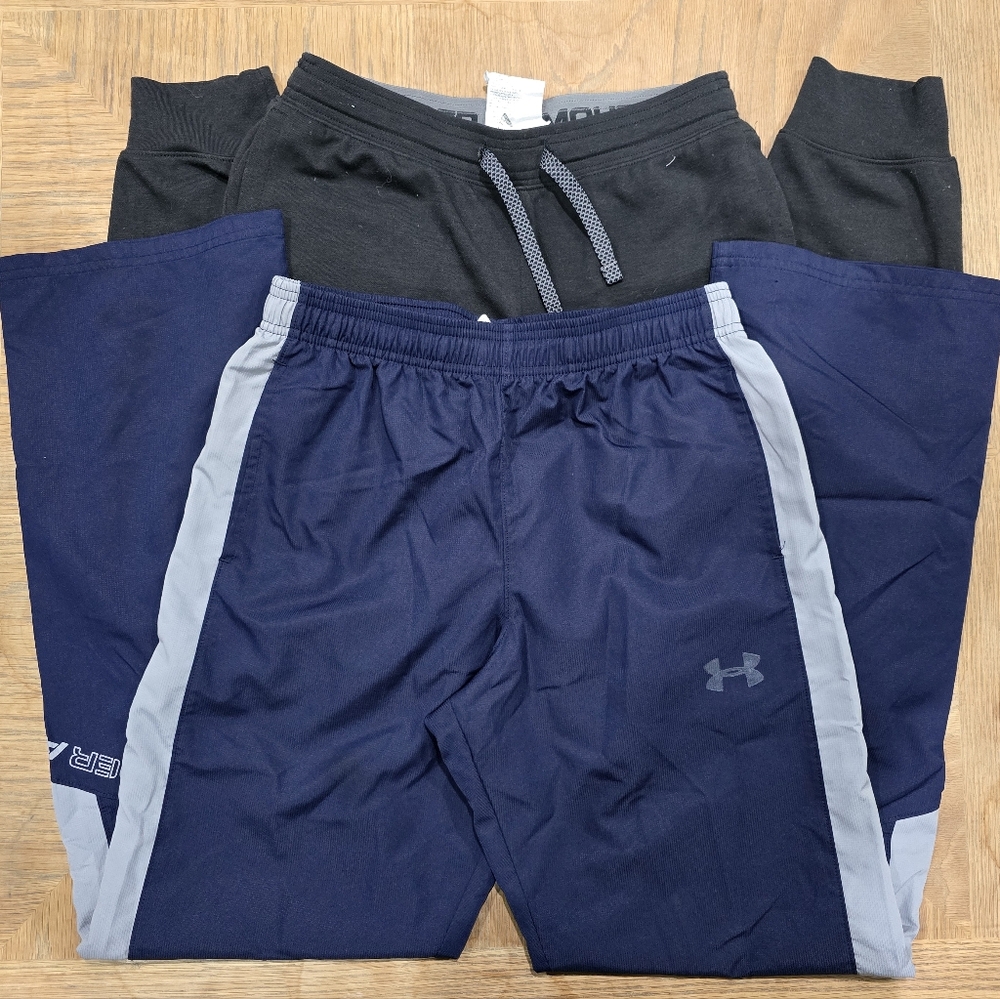 UNDER ARMOUR (1) Navy and (1) Black Athletic Pants YLG